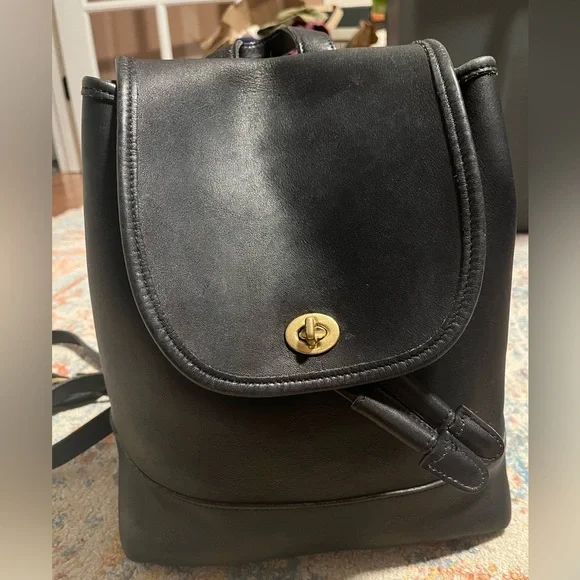 Coach vintage 90s black leather daypack backpack - Picture 11 of 15